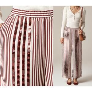 J.Crew | NWT Collection cropped Stratus pant with sequins red multi stripe Sz 8
